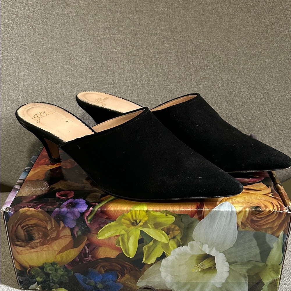 J. Crew Black Suede Mules